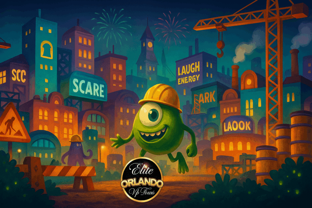 Monsters, Inc. themed construction scene in Orlando