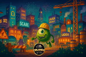Monsters, Inc. themed construction scene in Orlando